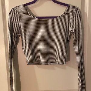 Garage Striped Long Sleeve Crop Top